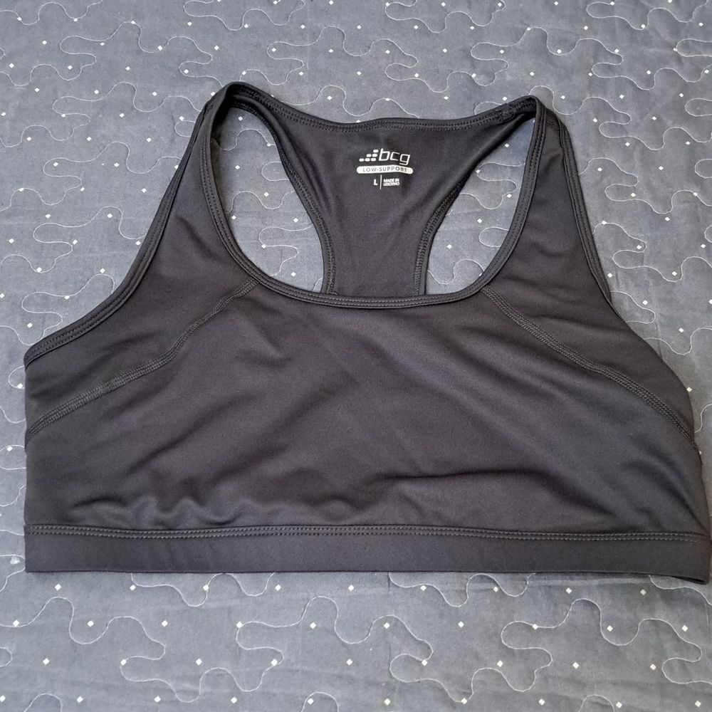 bcg gray low support sports bra size large